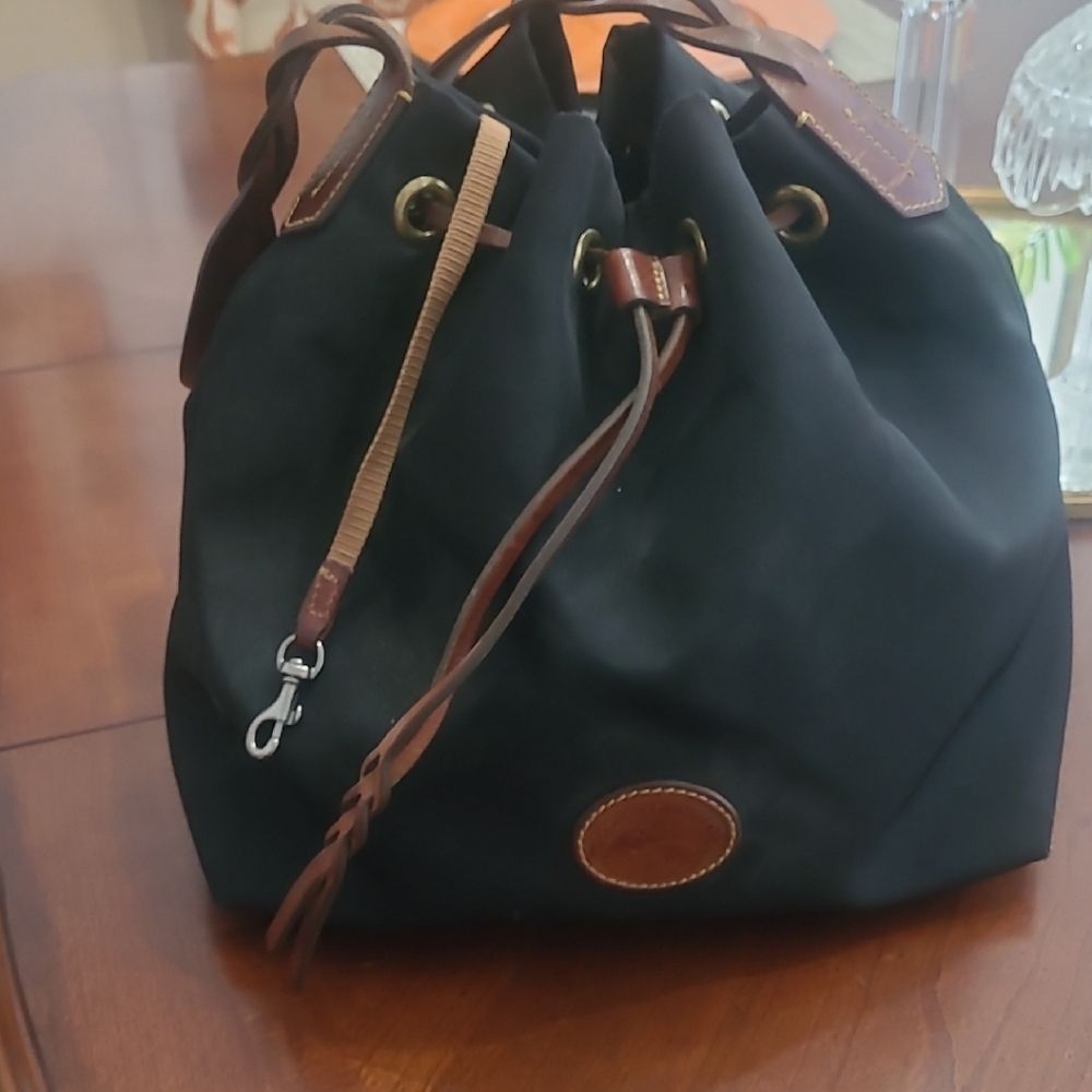 Dooney & Bourke Black Duffel Bag with Brown Accents